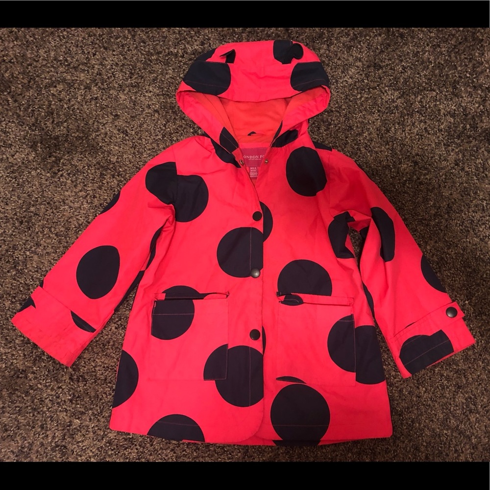 Ladybug rain coat with antenna on hood